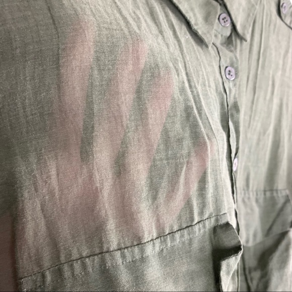 Aritzia -Talula  green sheer silk button down - Picture 2 of 10